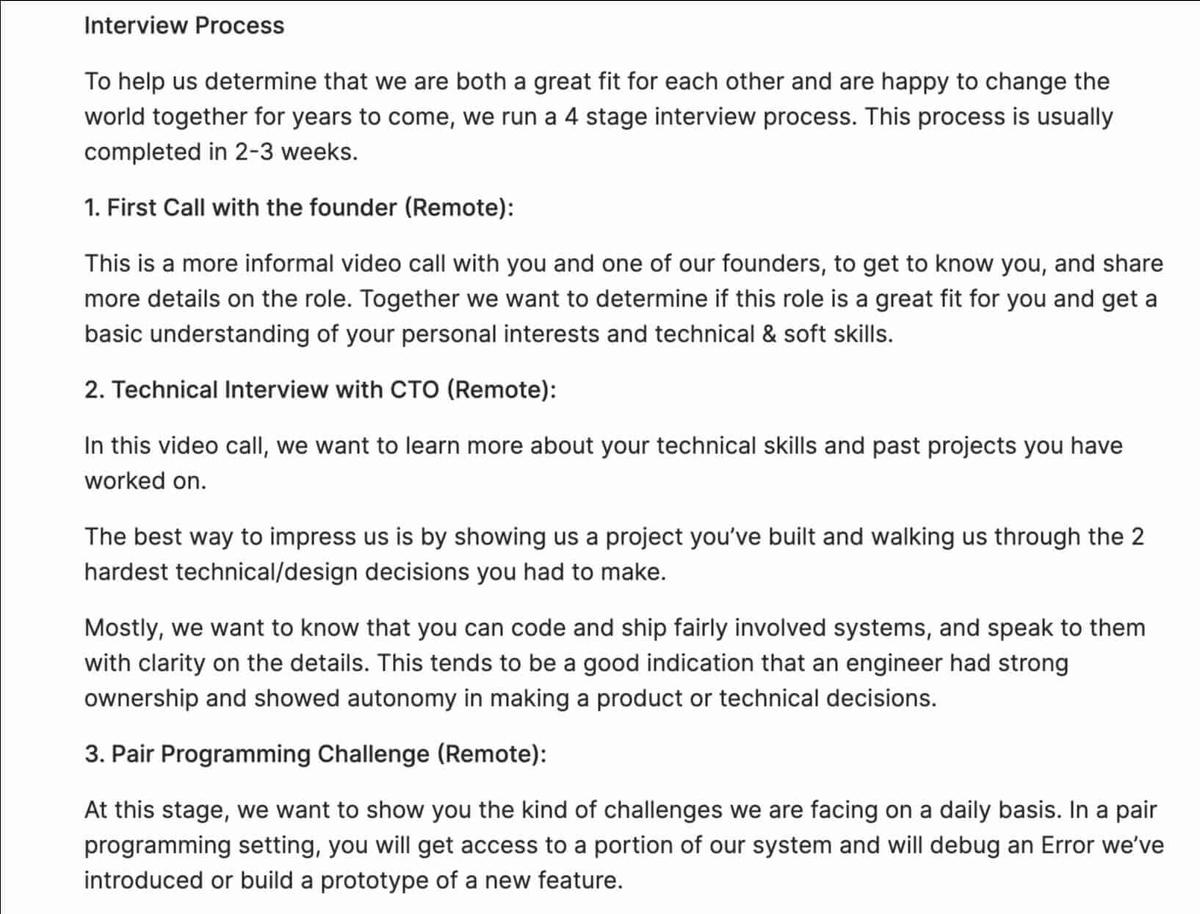 Screenshot from voize job ad