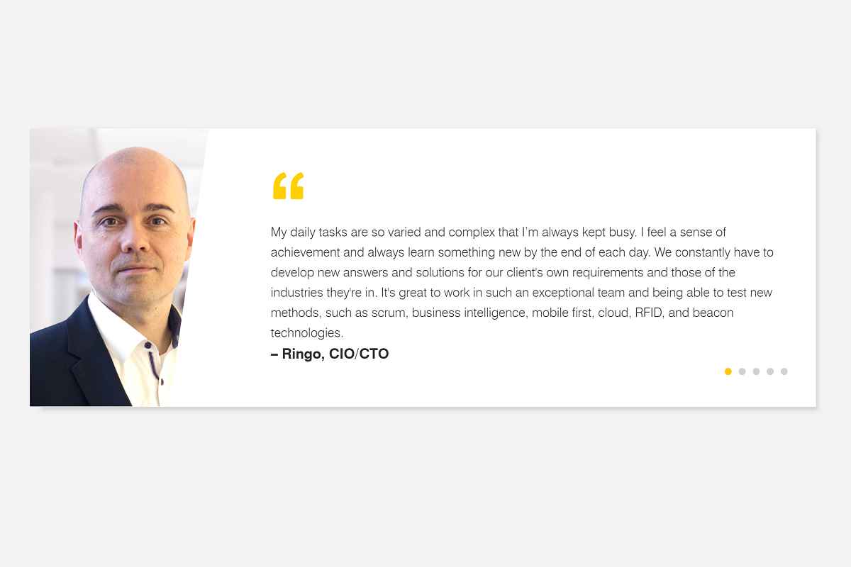 Screenshot of Spectos employee testimonial 